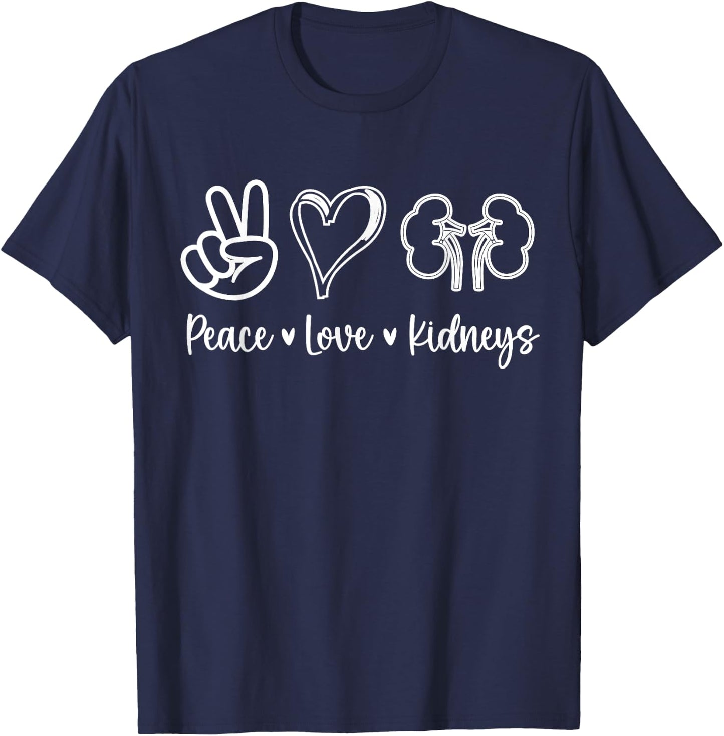 Peace Love Kidneys Leopard Dialysis Nurse Kidney Awareness T-Shirt - T-Shirt | Navy