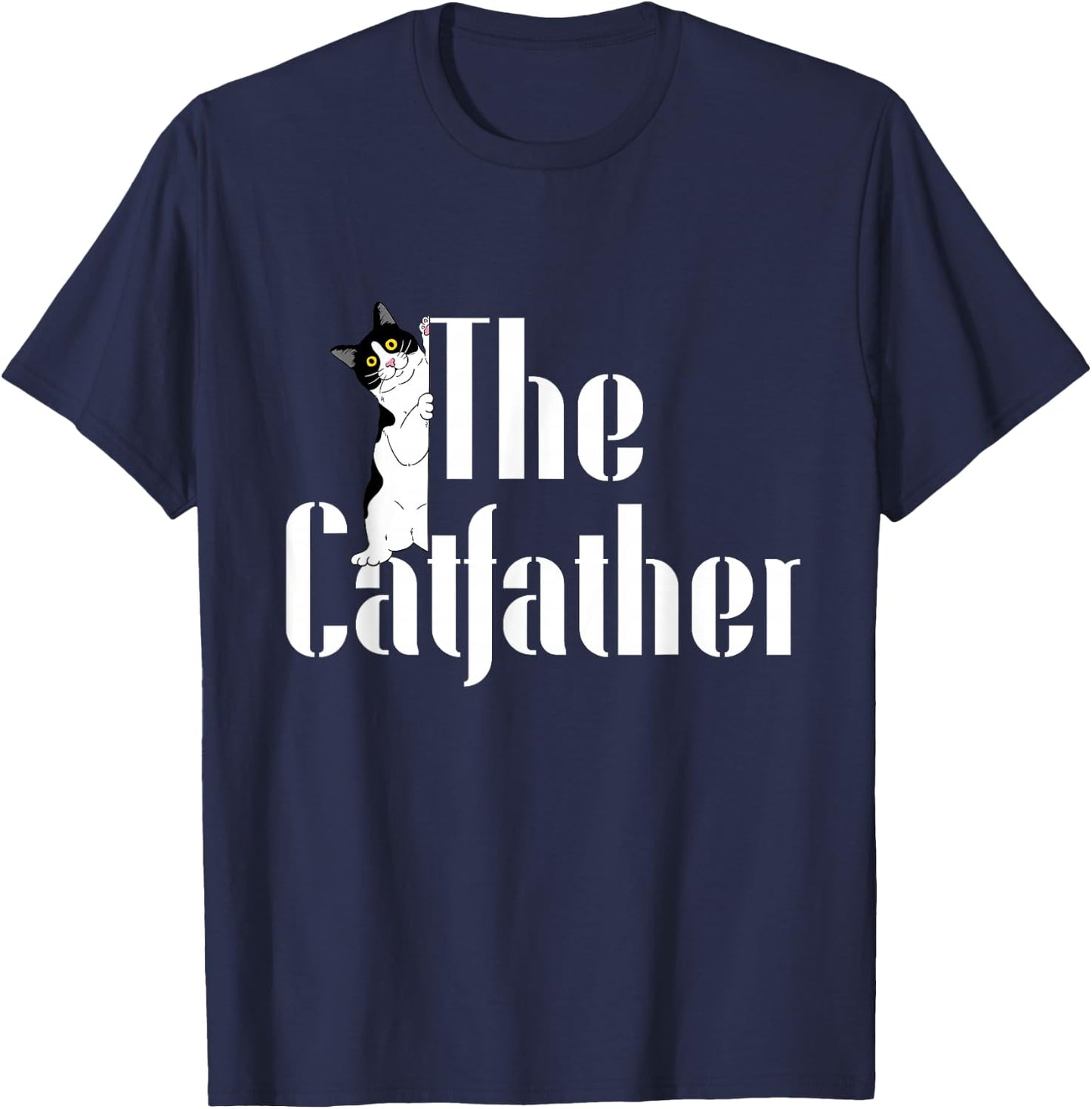 The Catfather Funny Cute Cat Dad Father Day Pet Kitty Lover T-Shirt - T-Shirt | Navy