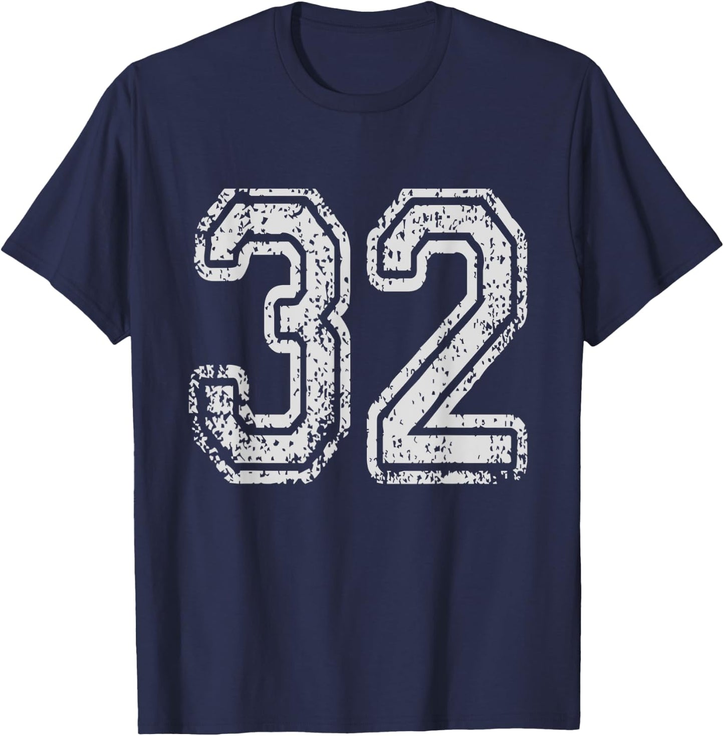 Team Jersey Uniforms Number 32 School Sports 32nd Birthday T-Shirt - T-Shirt | Navy
