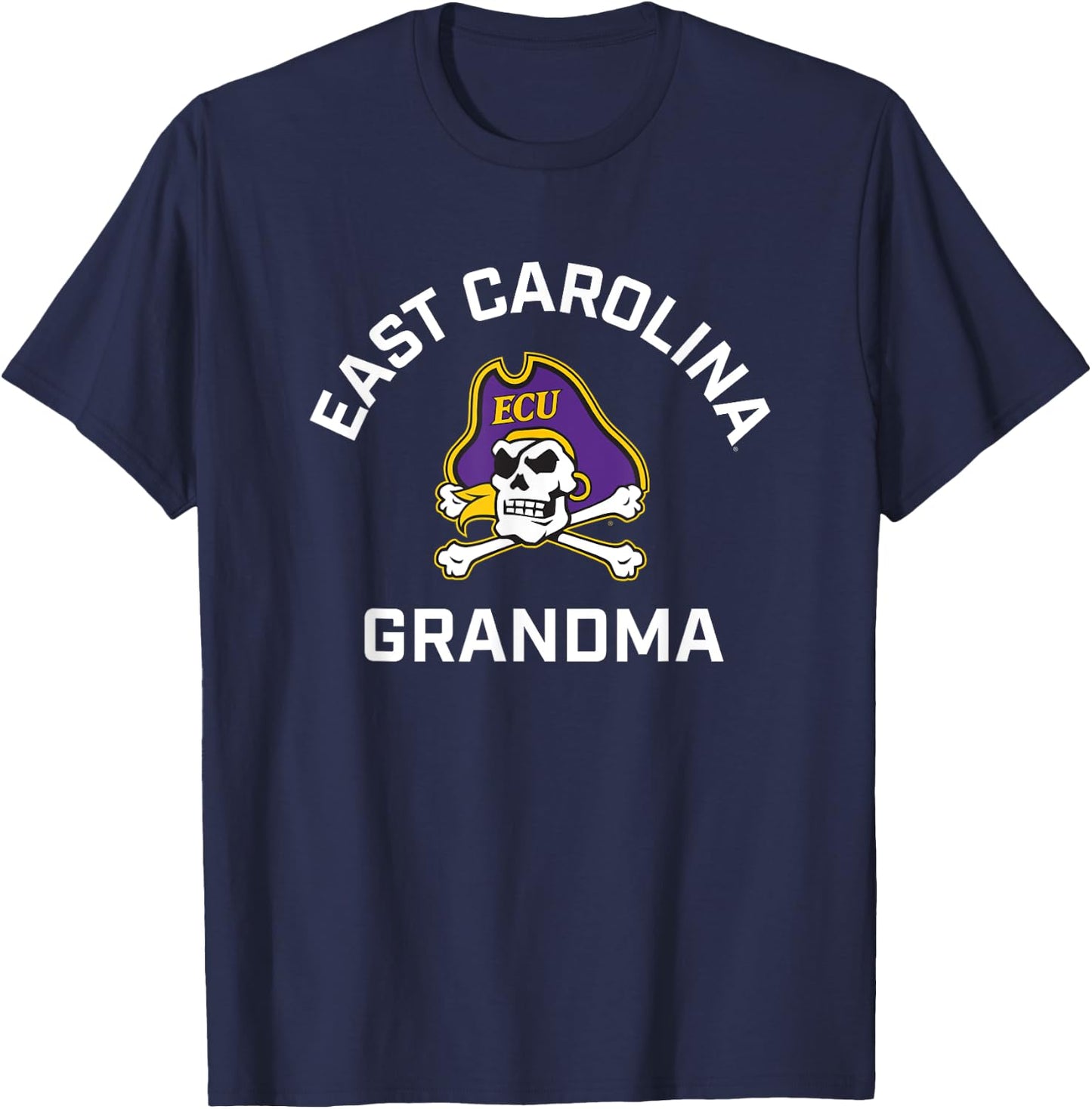 East Carolina University ECU Pirates Arched Grandma T-Shirt - T-Shirt | Navy