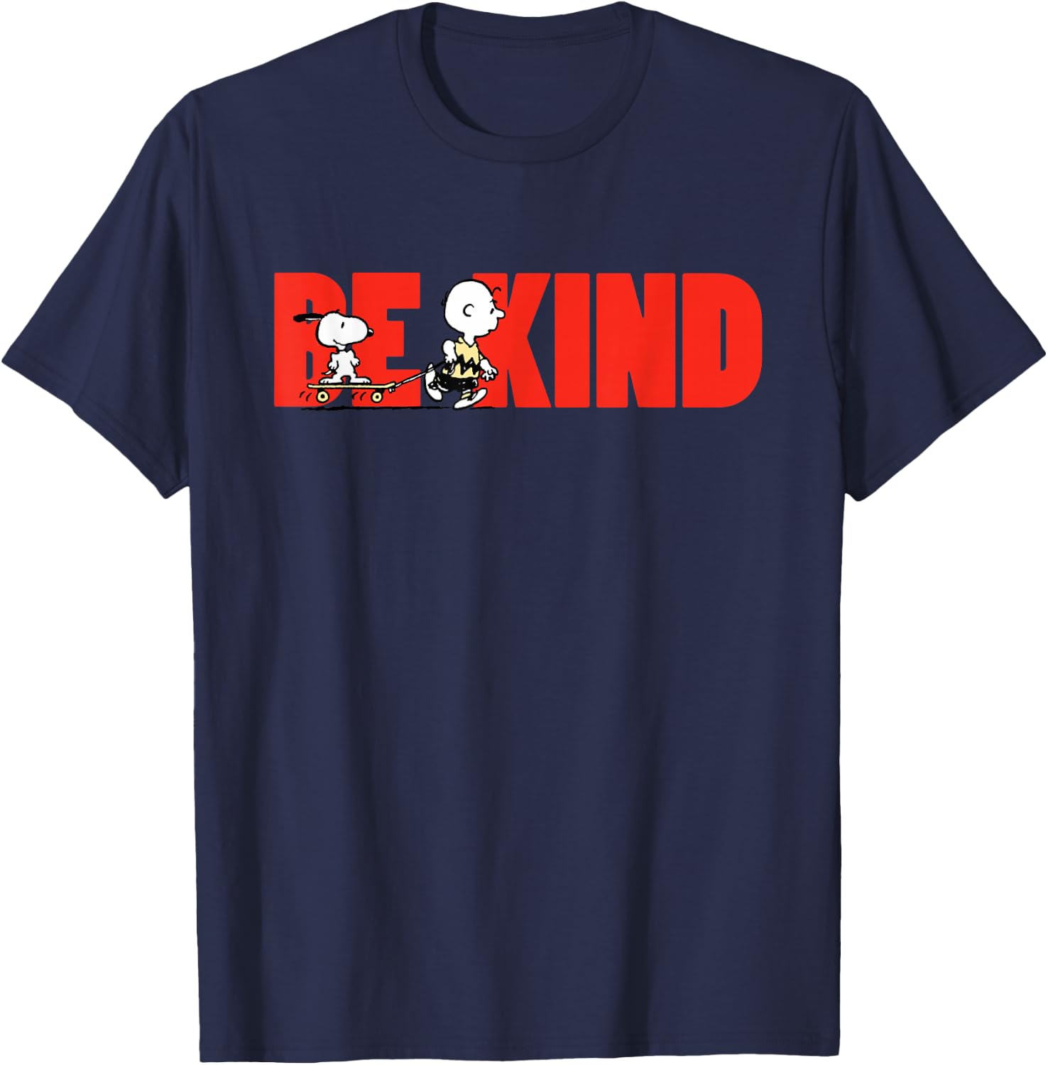 Peanuts Snoopy Charlie Brown Skateboard Be Kind T-Shirt - T-Shirt | Navy