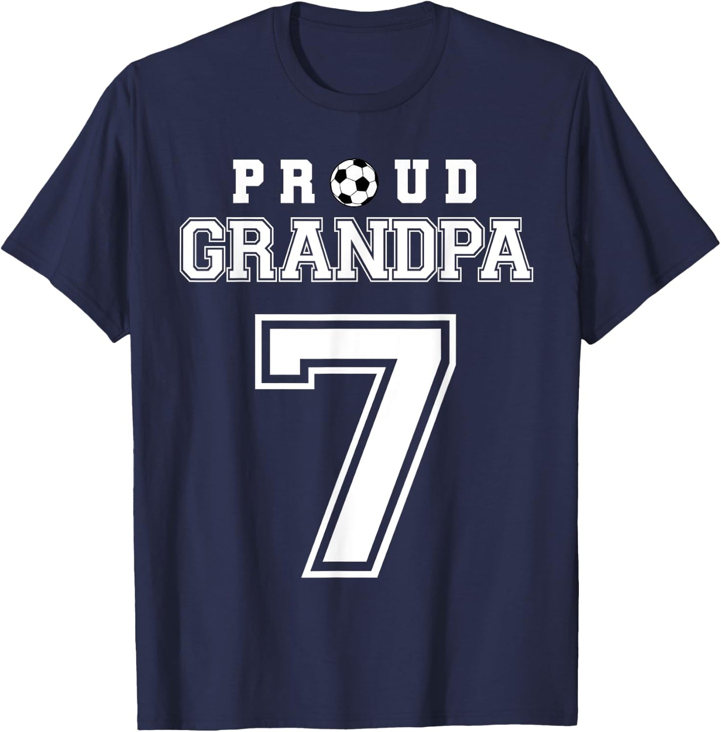 Number 7 Custom Proud Soccer Futbol Grandpa Personalized T-Shirt - T-Shirt | Navy