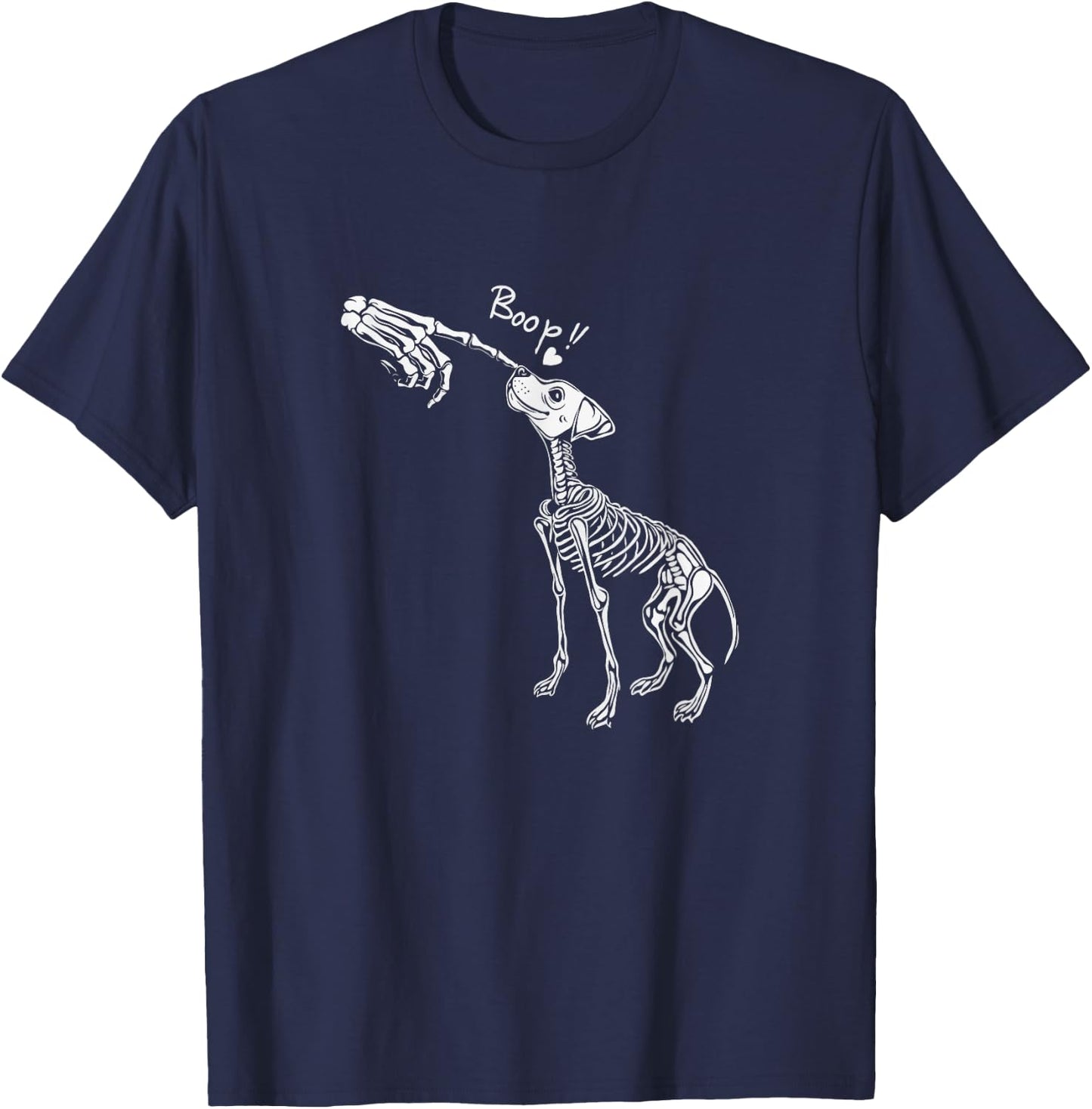 Funny Dog Skeleton Hand Boop Halloween Puppy Dog T-Shirt - T-Shirt | Navy