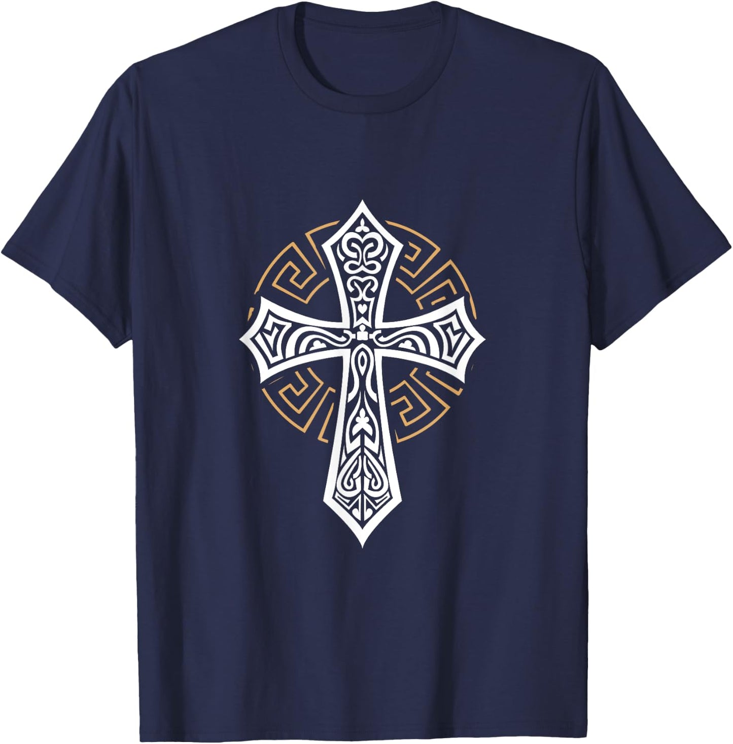Tribal Cross Crucifix Religous Christian Catholic T-Shirt - T-Shirt | Navy