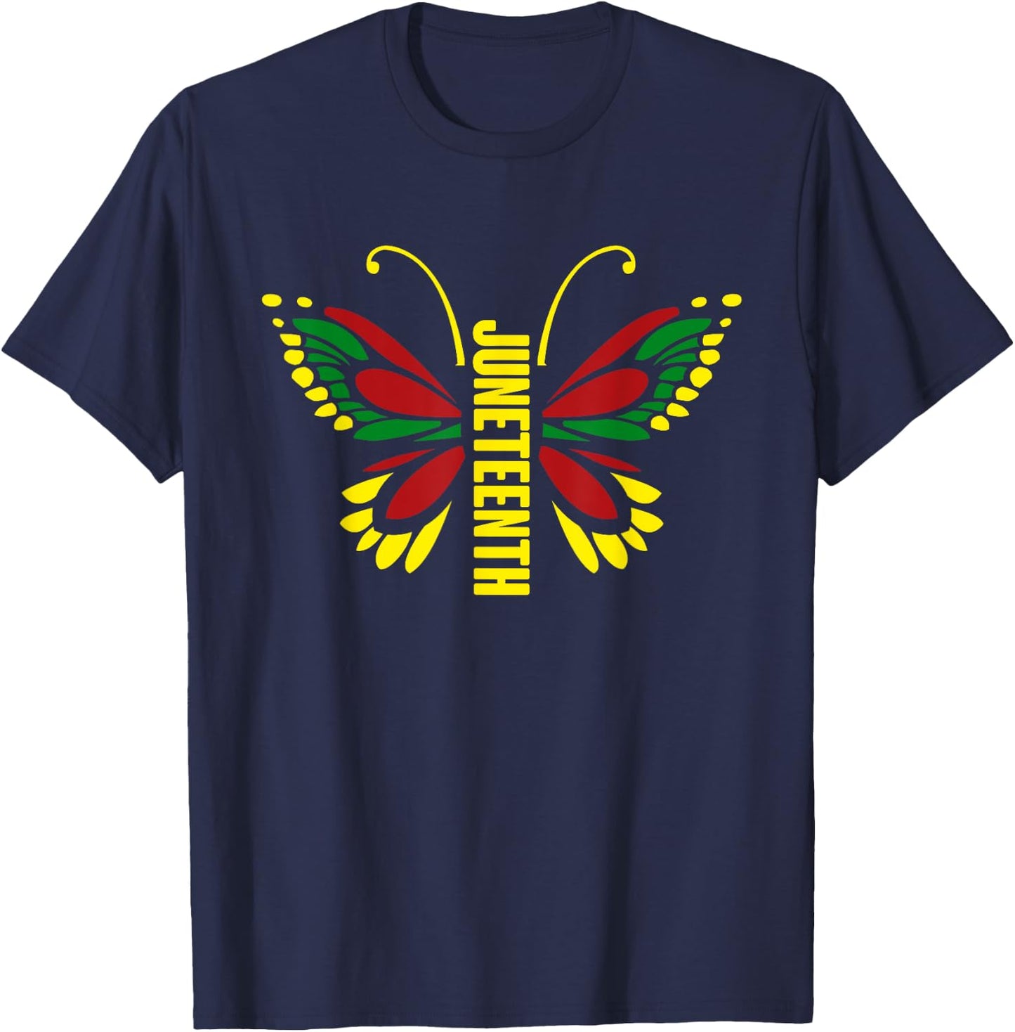 Juneteenth Butterfly African American Celebrate Juneteenth T-Shirt - T-Shirt | Navy