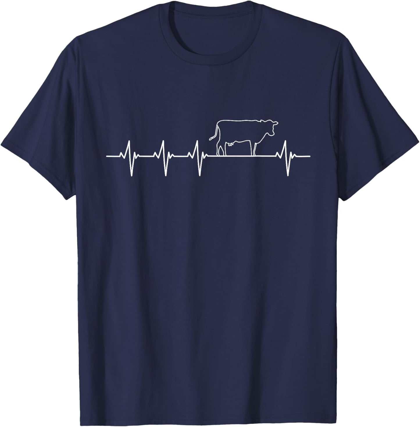 I Love My Cow Valve EKG Heartbeat Heart Patient T-Shirt - T-Shirt | Navy