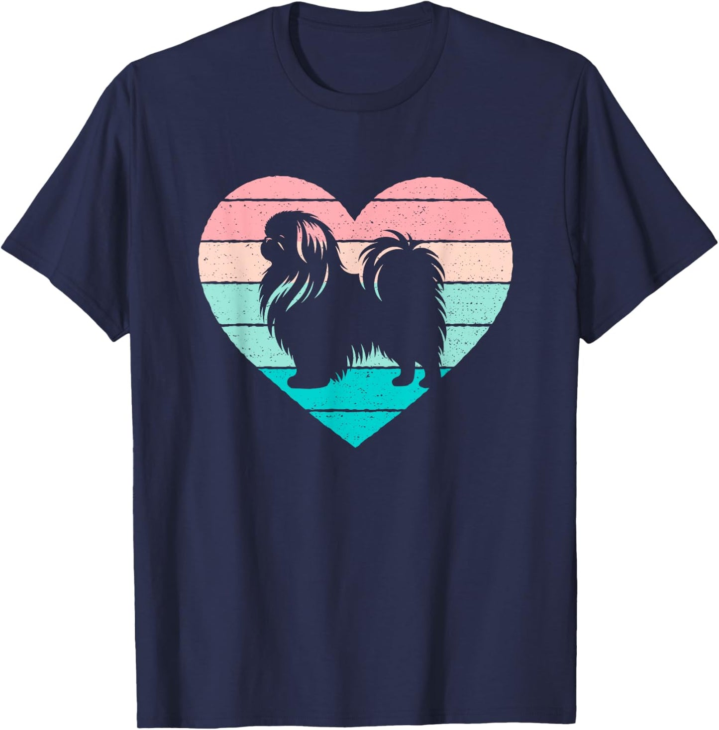 Pekingese Dog Lover Pastel Heart T-Shirt - T-Shirt | Navy