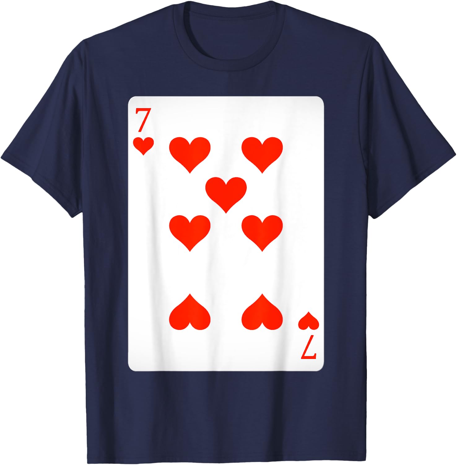 7 Seven of Hearts Playing Cards Shirt Easy Halloween Costume T-Shirt - T-Shirt | Navy