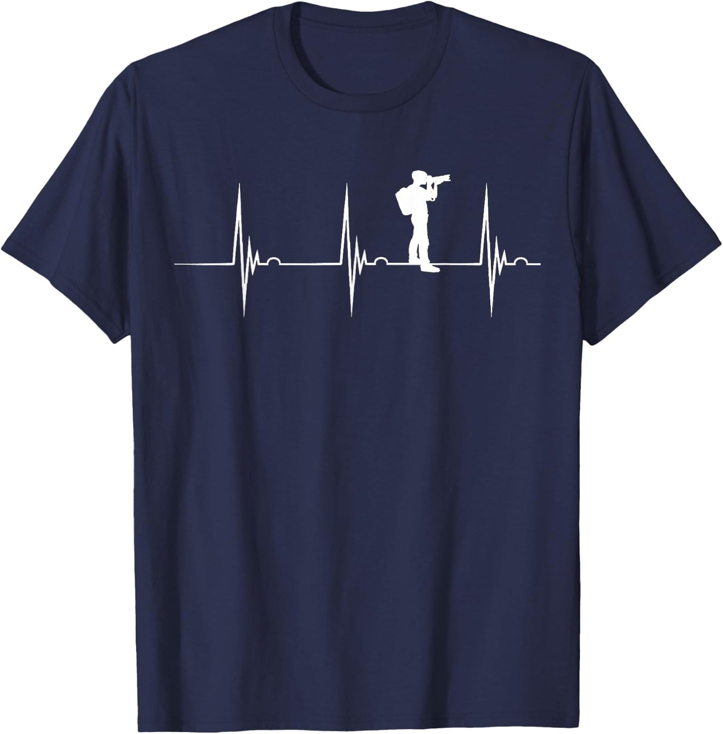 Photographer Photography Heartbeat EKG Pulse Camera Roll T-Shirt - T-Shirt | Navy