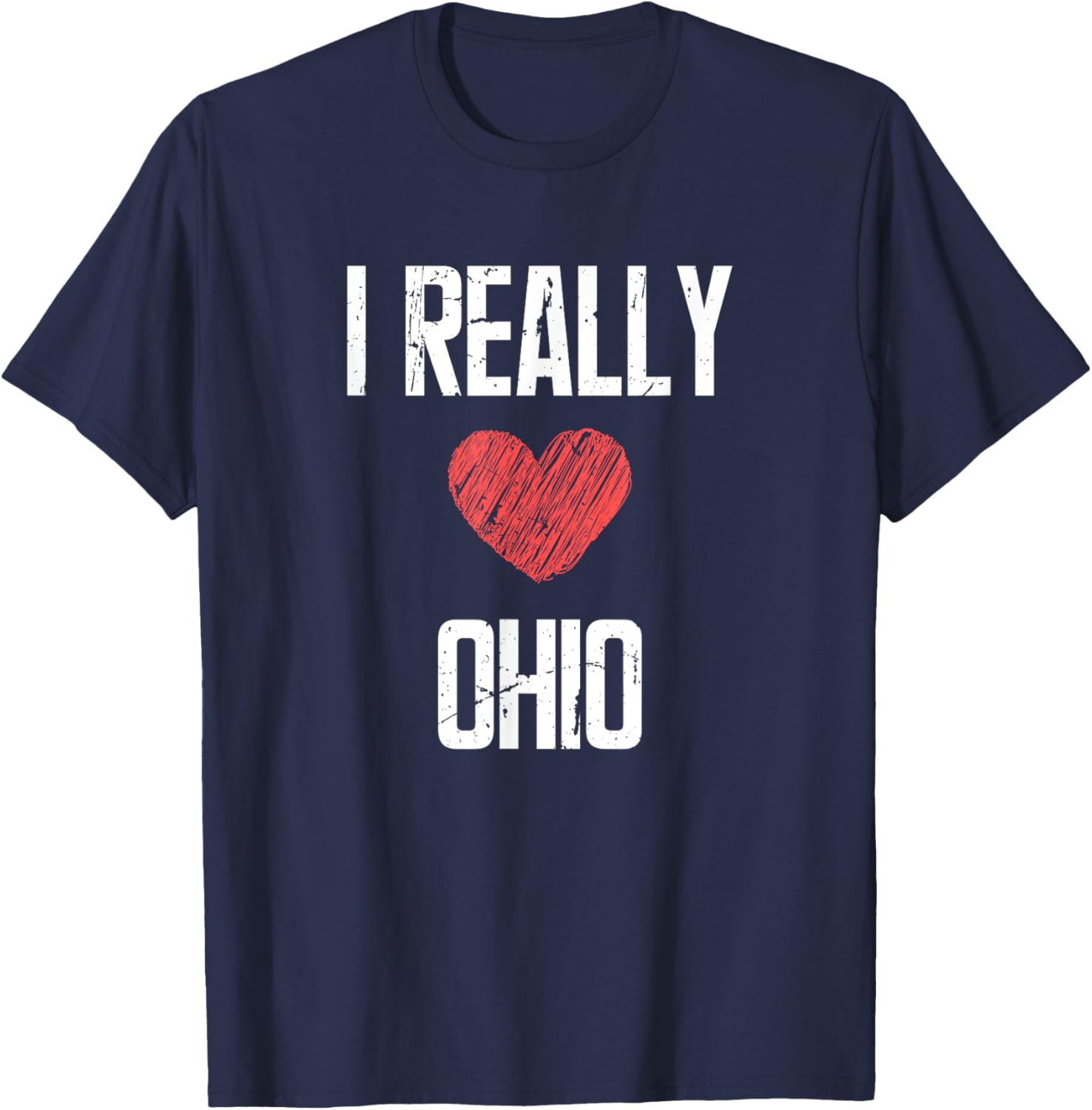 I Really Love Ohio Heart Retro Style Home State T-Shirt - T-Shirt | Navy