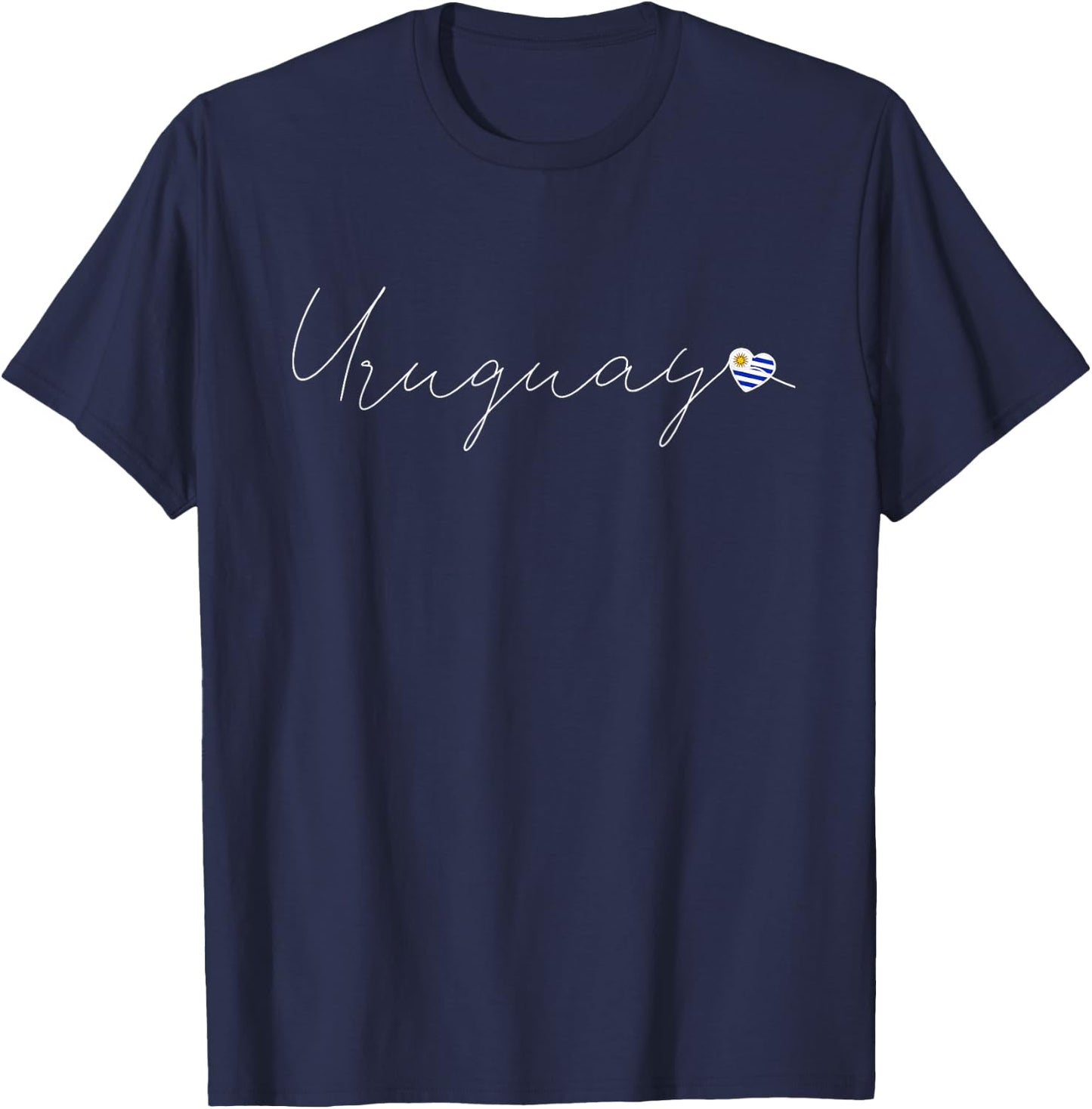 Uruguay Love Uruguayan Flag and Heart on Uruguay T-Shirt - T-Shirt | Navy