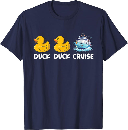 Duck Duck Cruise Family Matching Black Cotton Blend Classic Fit , -Adults & Kids, Short Sleeve, Pull On, 1 Count, Size Small T-Shirt - T-Shirt | Navy