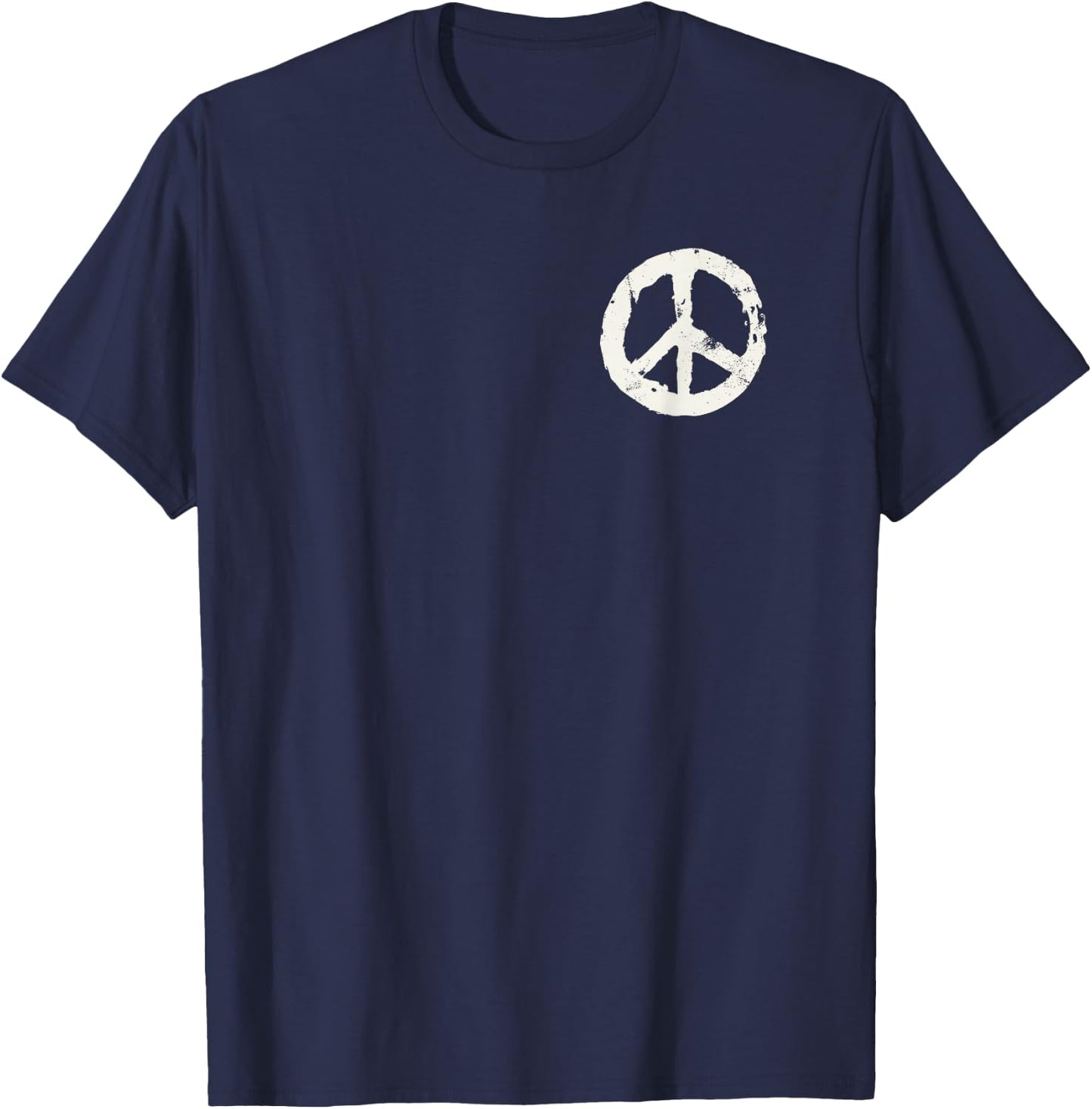 Hippie Hippie symbol print on pocket Gift T-Shirt - T-Shirt | Navy