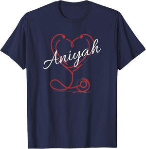 ANIYAH Nurse Gift Cute Doctor Designer Personalized Nurse T-Shirt - T-Shirt | Navy