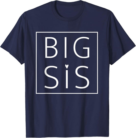 Big Sis Cute Heart Adult Big Sister Matching T-Shirt - T-Shirt | Navy