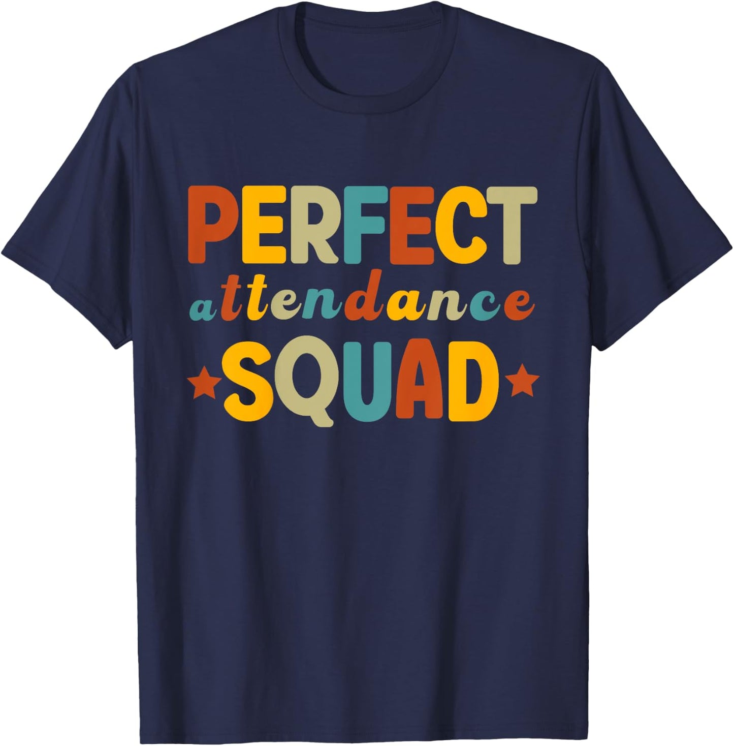 Kids Retro Perfect Attendance Squad 70s Boys Girls School Year T-Shirt - T-Shirt | Navy