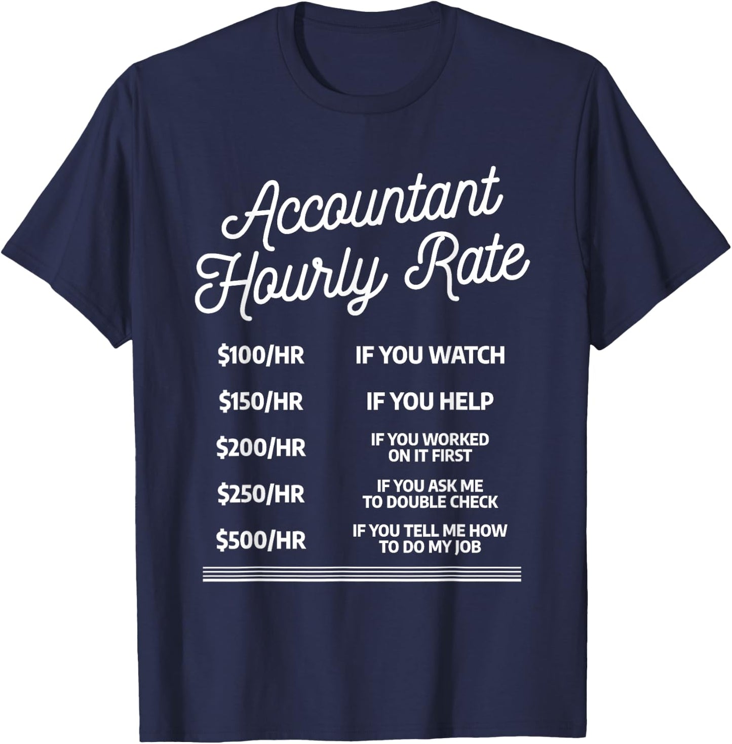 Accountant Hourly Rate CPA Certified Public Accountants T-Shirt - T-Shirt | Navy