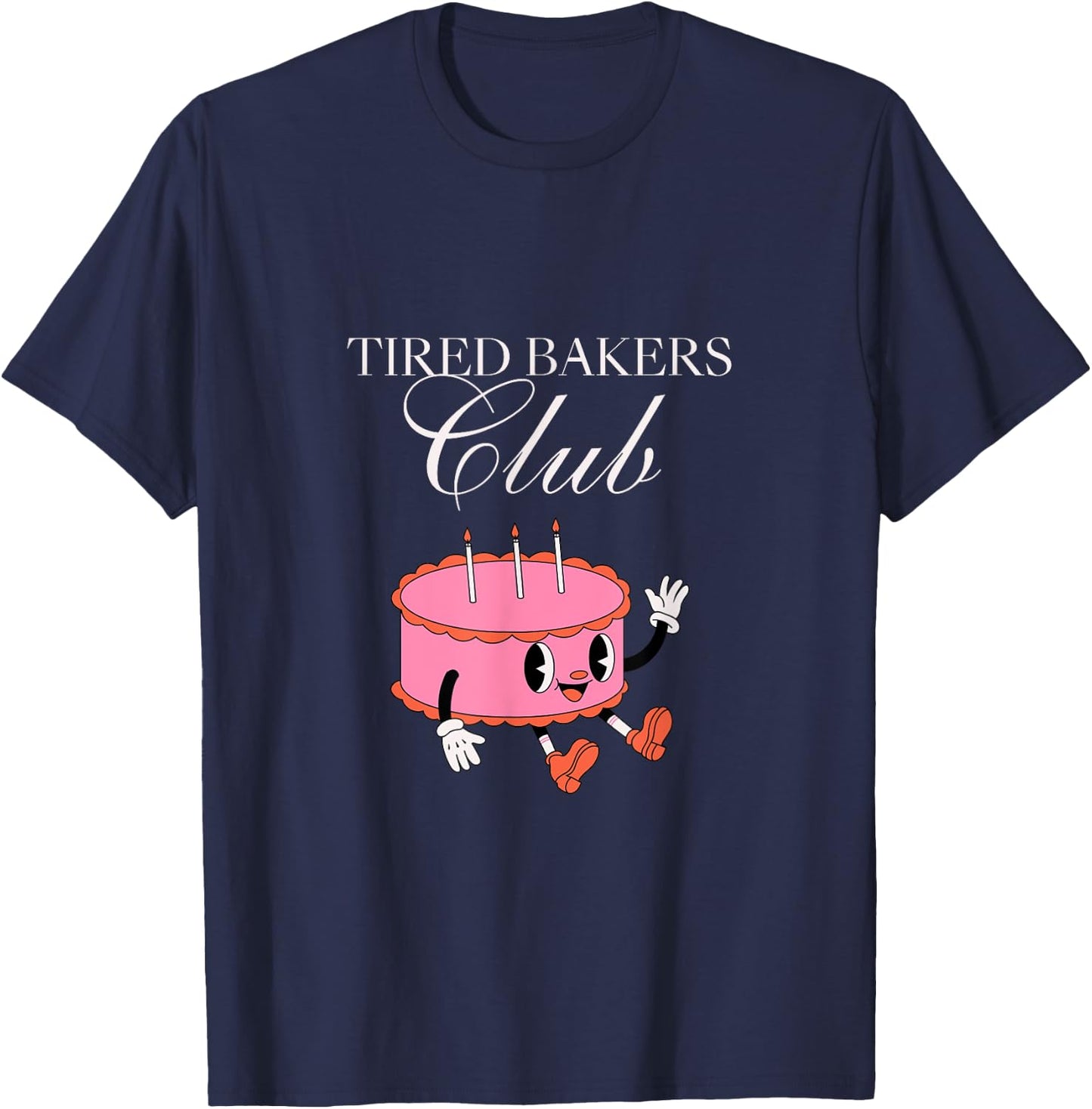Tired Bakers Club Vintage Cake Retro Baking Funny T-Shirt - T-Shirt | Navy