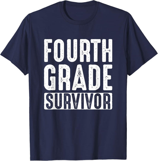 Fourth Grade Survivor Funny Teachers T-Shirt - T-Shirt | Navy
