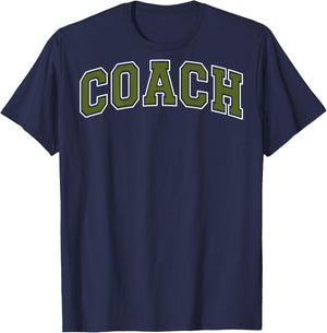 Coach Sports Trainer Vintage Olive Green on the back T-Shirt - T-Shirt | Navy