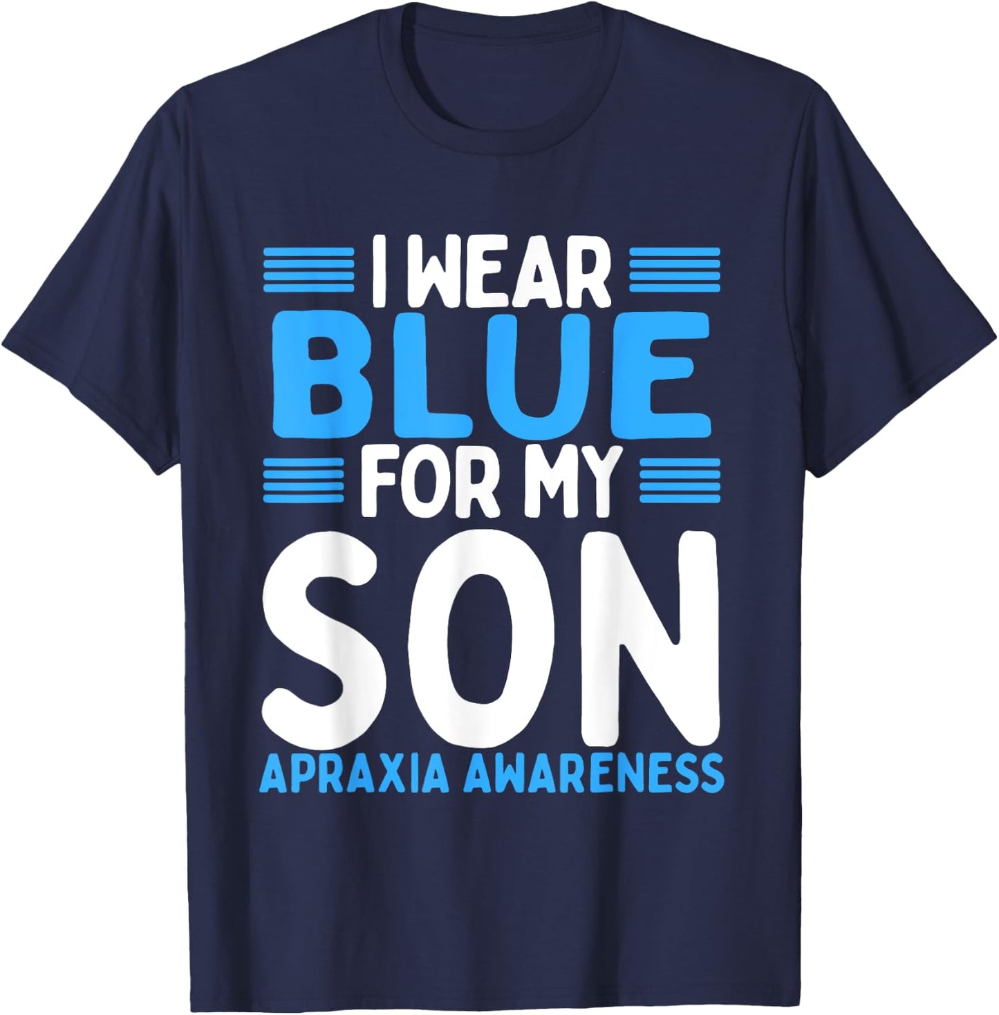 Blue Ribbon Children Kid Apraxia Awareness Son T-Shirt - T-Shirt | Navy