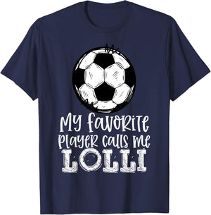 Soccer My Favorite Player Calls Me Lolli Trendy Summer Women Kids T-Shirt - T-Shirt | Navy