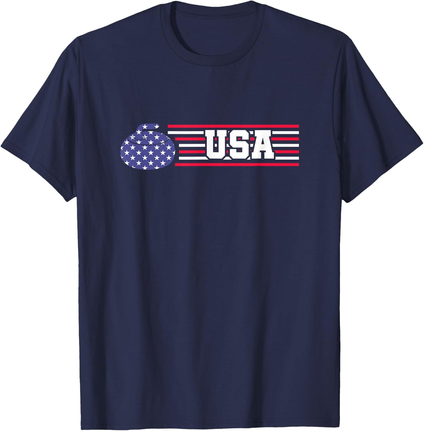 Curling Stone USA Team Players American Flag T-Shirt - T-Shirt | Navy