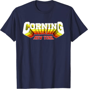 Retro Corning City NY New York T-Shirt - T-Shirt | Navy
