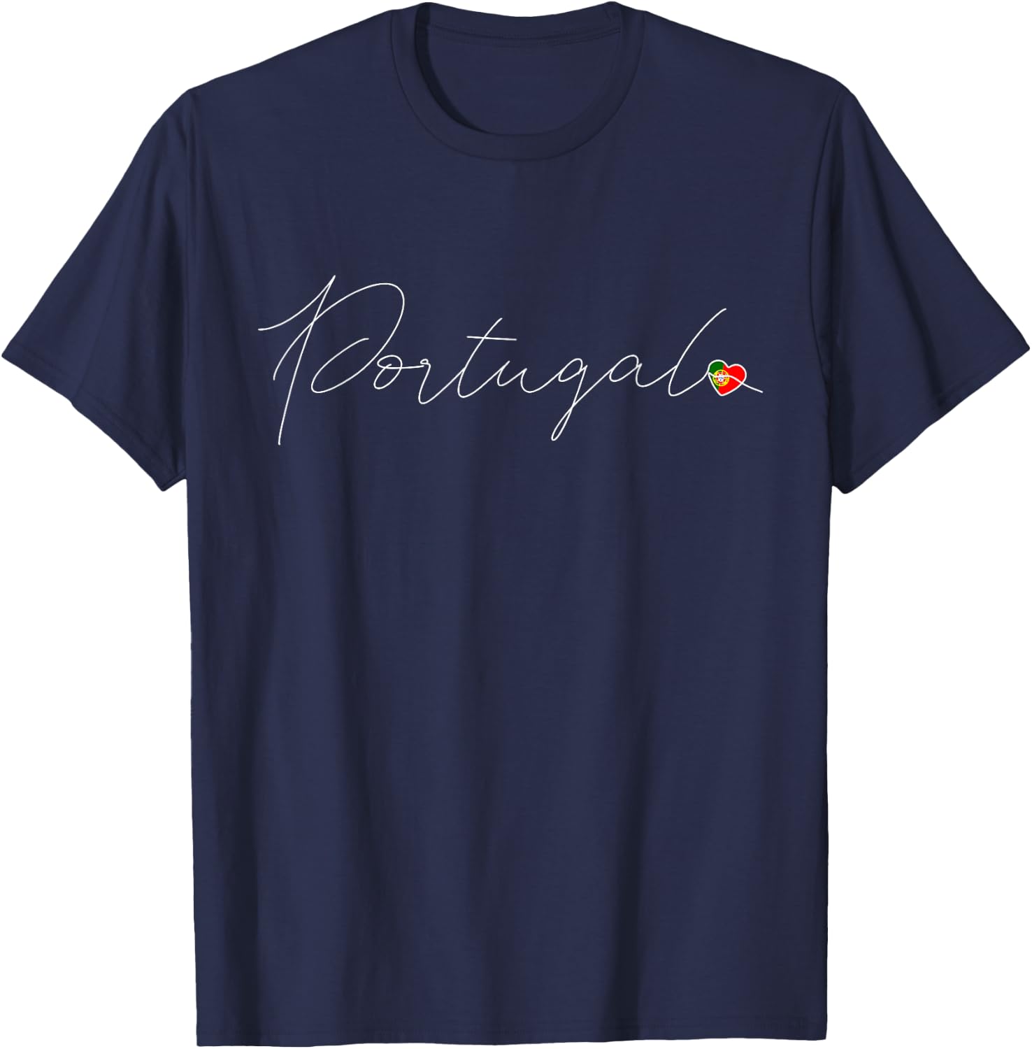 Portugal Simple Love Portuguese Flag Heart on Portugal T-Shirt - T-Shirt | Navy