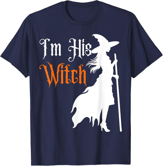 Matching Halloween I'm His Witch /I'm her Boo Couple Costume T-Shirt - T-Shirt | Navy
