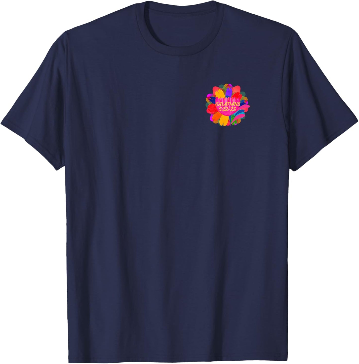 God's Fruit of The Spirit Galatians 5 22 Design on Back Gift T-Shirt - T-Shirt | Navy