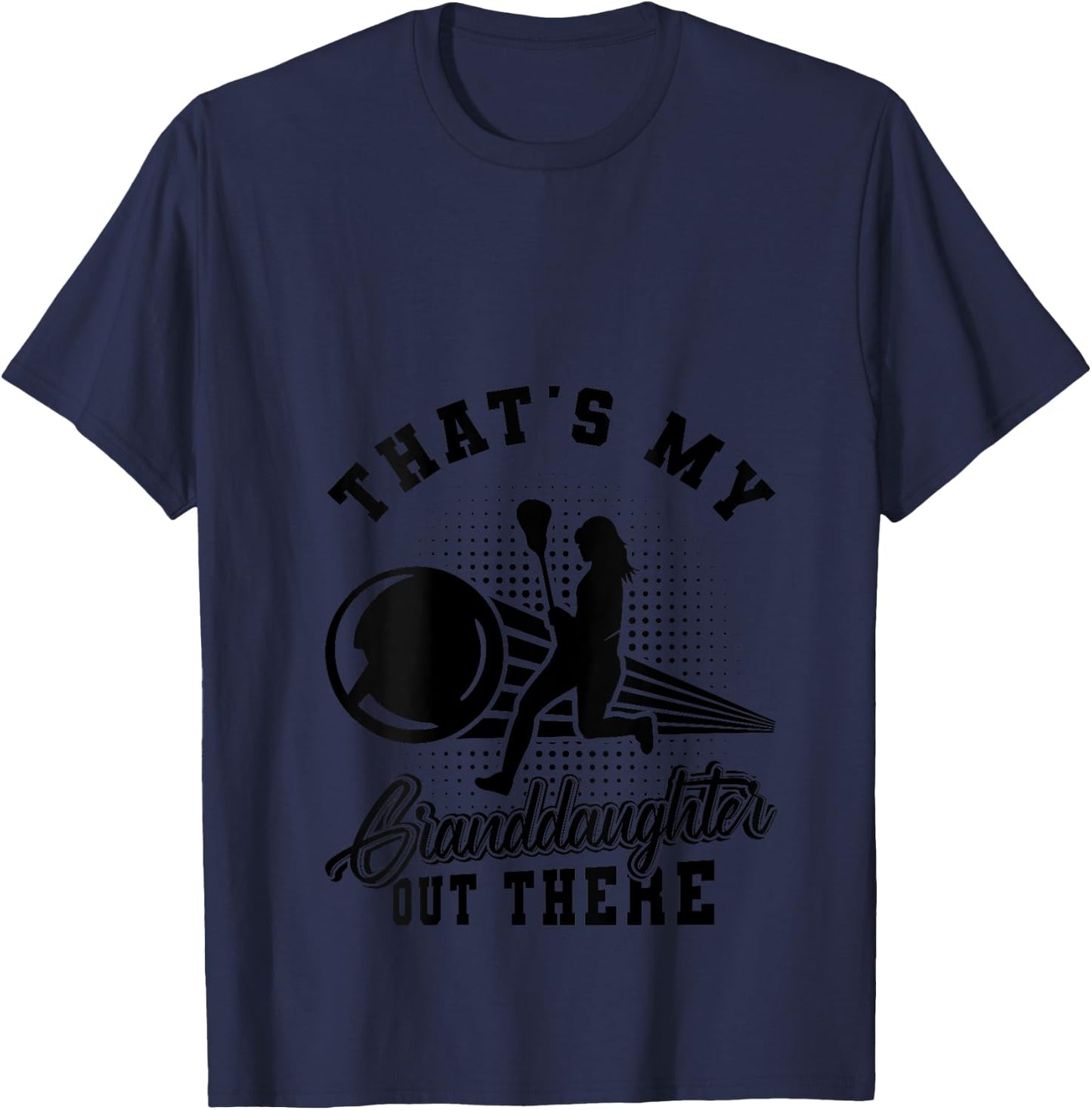 Lacrosse That's My Granddaughter Out There Grandpa Grandma V-Neck T-Shirt - T-Shirt | Navy