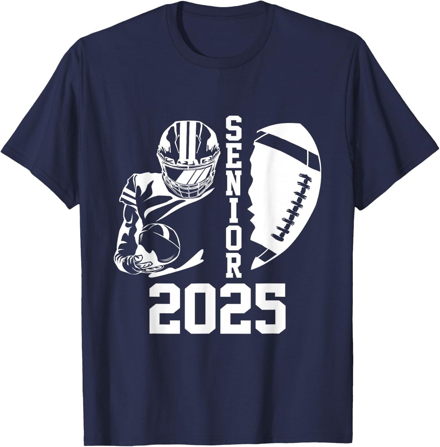 Graduate Senior Class of 2025 Graduation American Football T-Shirt - T-Shirt | Navy