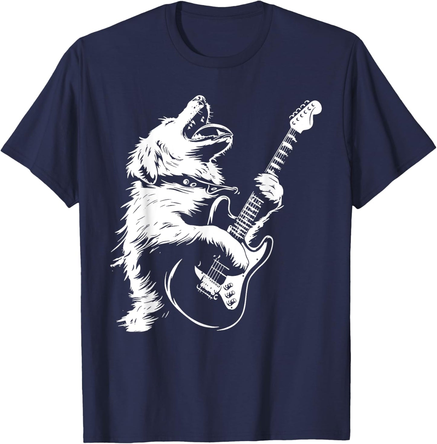 Dog Guitarist Guitar - Great Pyrenees Dad Mom Men Women T-Shirt - T-Shirt | Navy