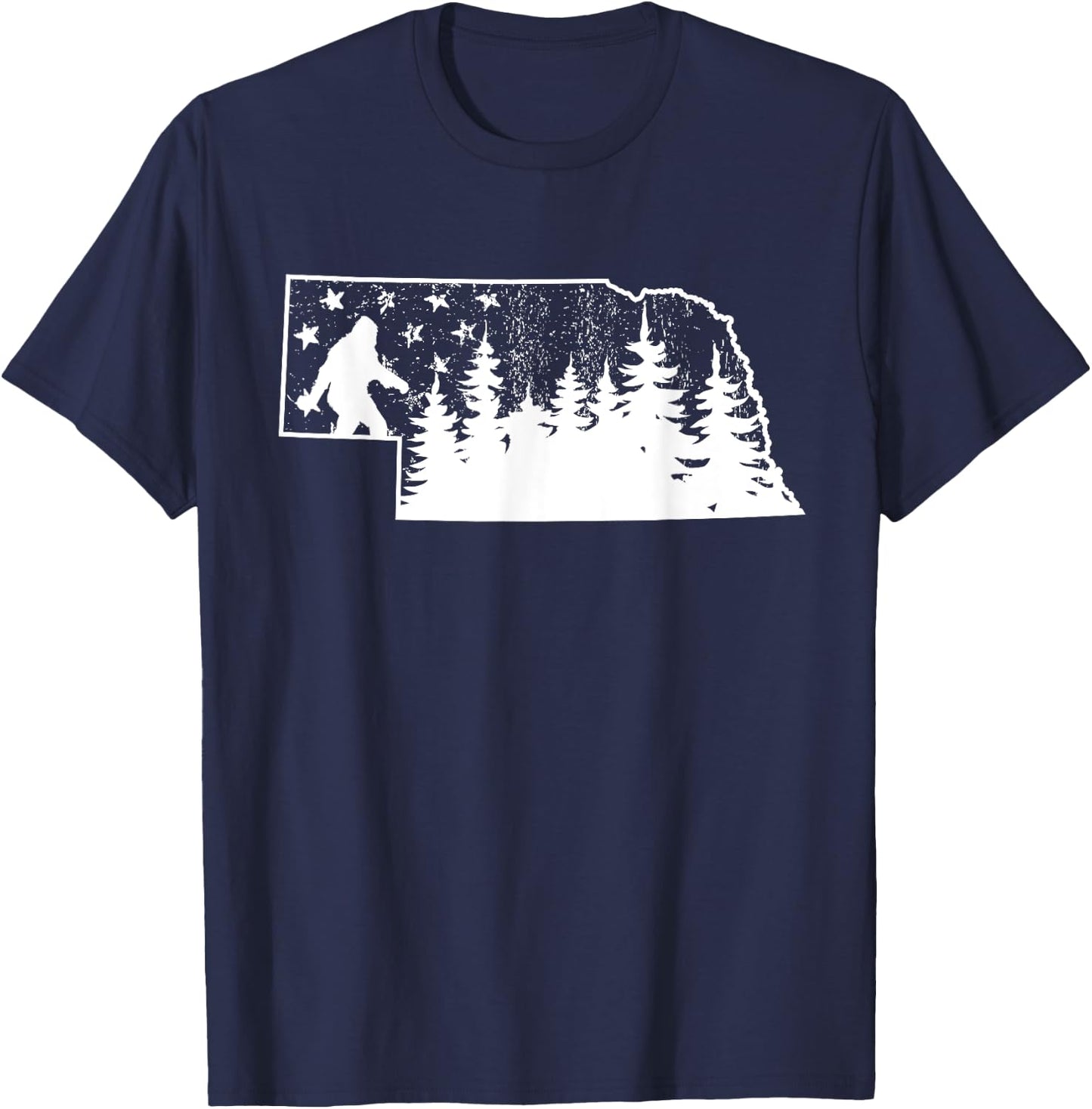 Nebraska Bigfoot American Flag Sasquatch Usa Flag Nebraska T-Shirt - T-Shirt | Navy