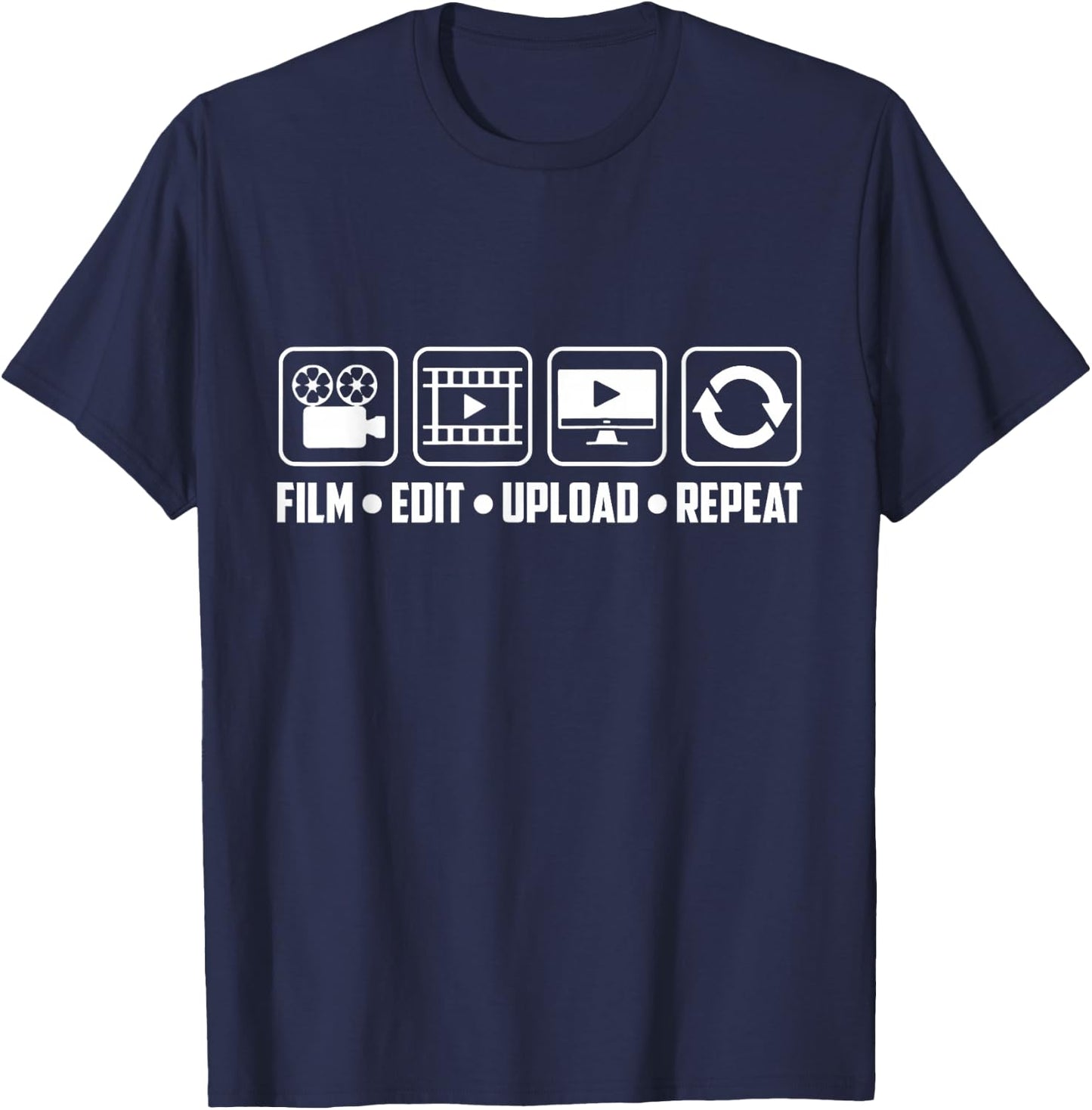 Video Editing Production Filmmaking Repetition T-Shirt - T-Shirt | Navy