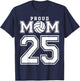 Custom Proud Volleyball Mom Number 25 Personalized Women T-Shirt - T-Shirt | Navy