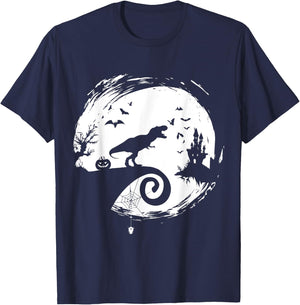 Dinosaur Halloween Costume Dino T-Rex Moon Silhouette T-Shirt - T-Shirt | Navy