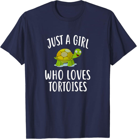 Just A Girl who loves TORTOISES Shirt Funny TORTOISE T-Shirt - T-Shirt | Navy
