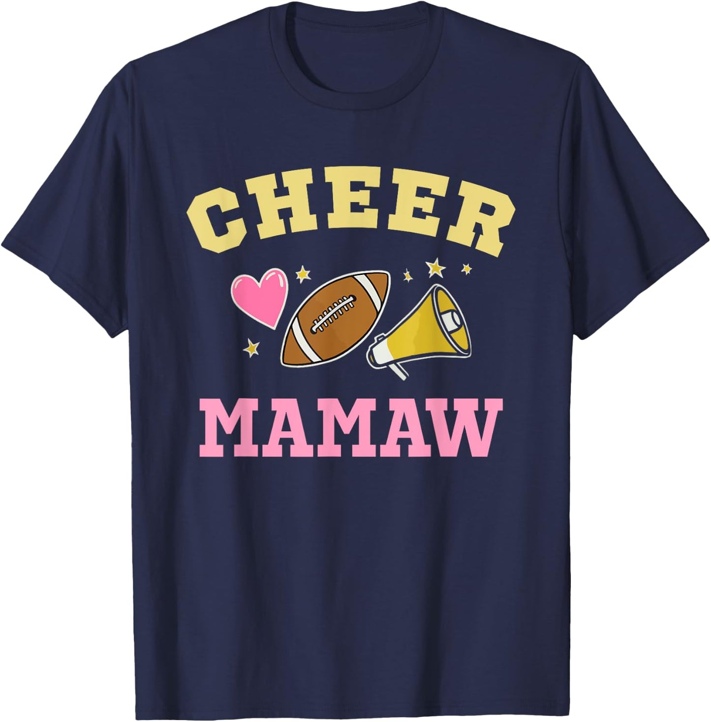 Cheer Mamaw Heart Fan Cheerleader Cheerleading Football T-Shirt - T-Shirt | Navy