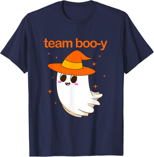 Cute Halloween Funny Gender Reveal Baby Boy Team Boo-y T-Shirt - T-Shirt | Navy