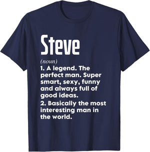 Steve Name Definition Funny Meaning Personalized T-Shirt - T-Shirt | Navy