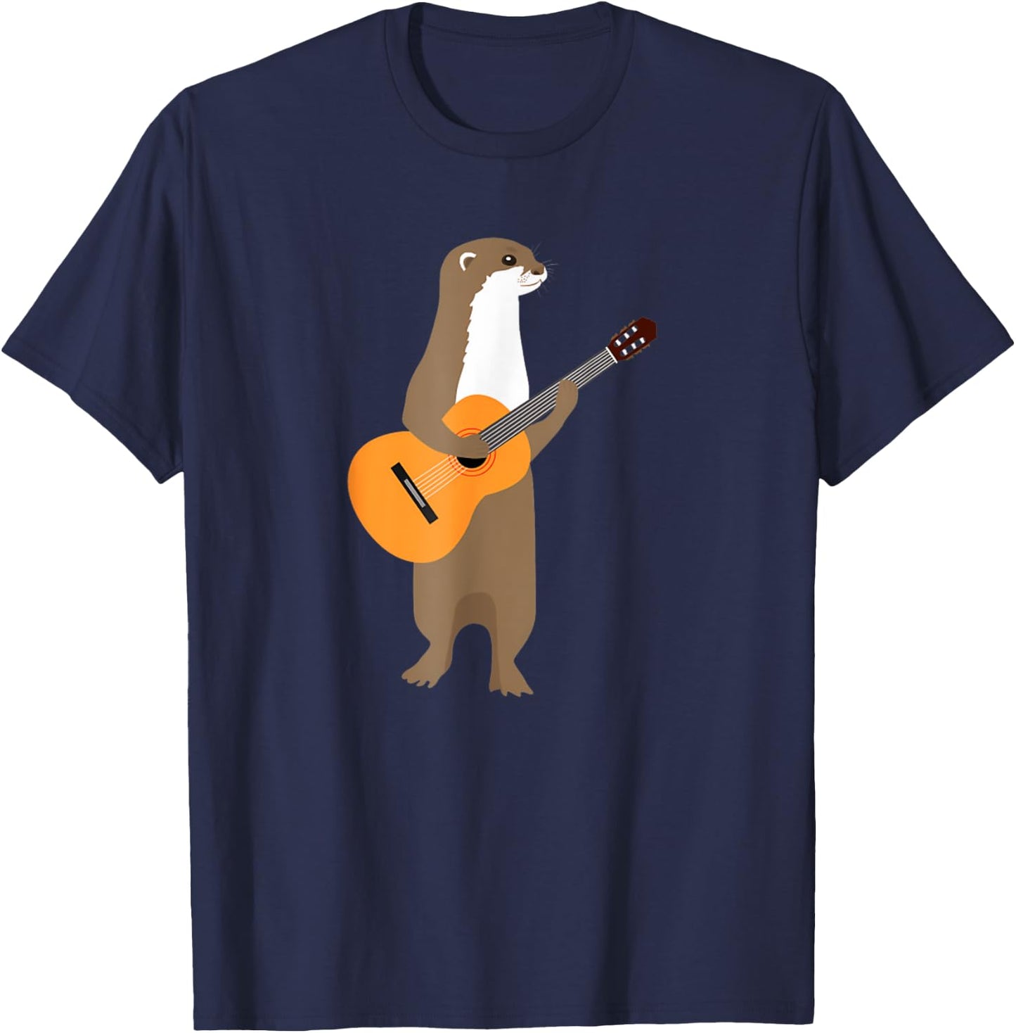Guitar Otter Animal Musical Funny Cute Otter Band T-Shirt - T-Shirt | Navy