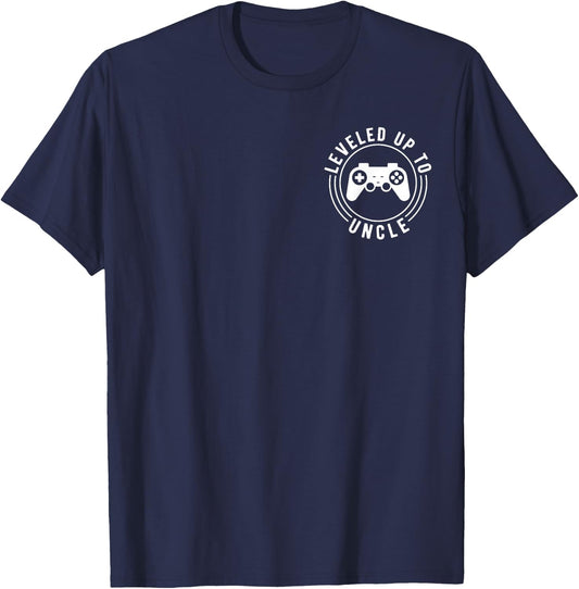 Leveled Up to Uncle Funny Pregnancy Announcement for Uncle T-Shirt - T-Shirt | Navy