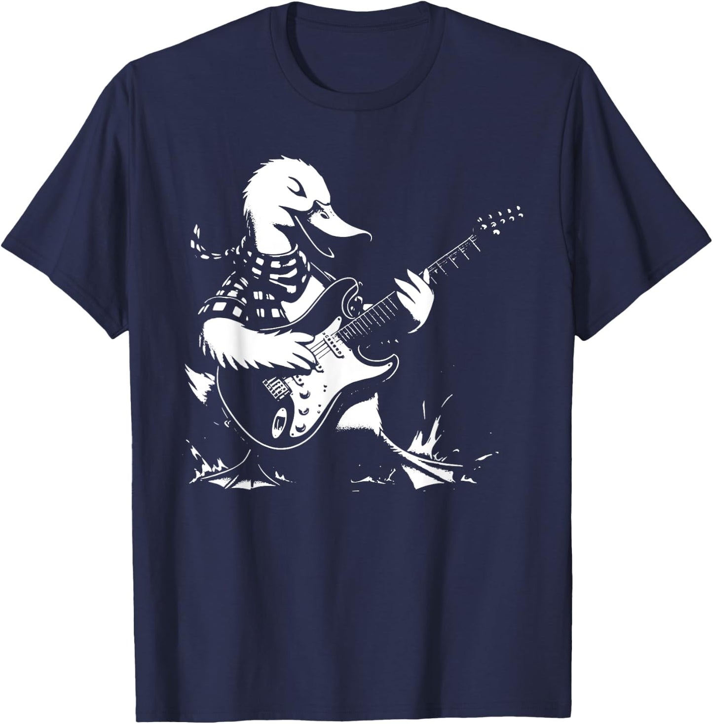 Duck Playing Bass Guitar Shirt Animal Playing Guitar T-Shirt - T-Shirt | Navy