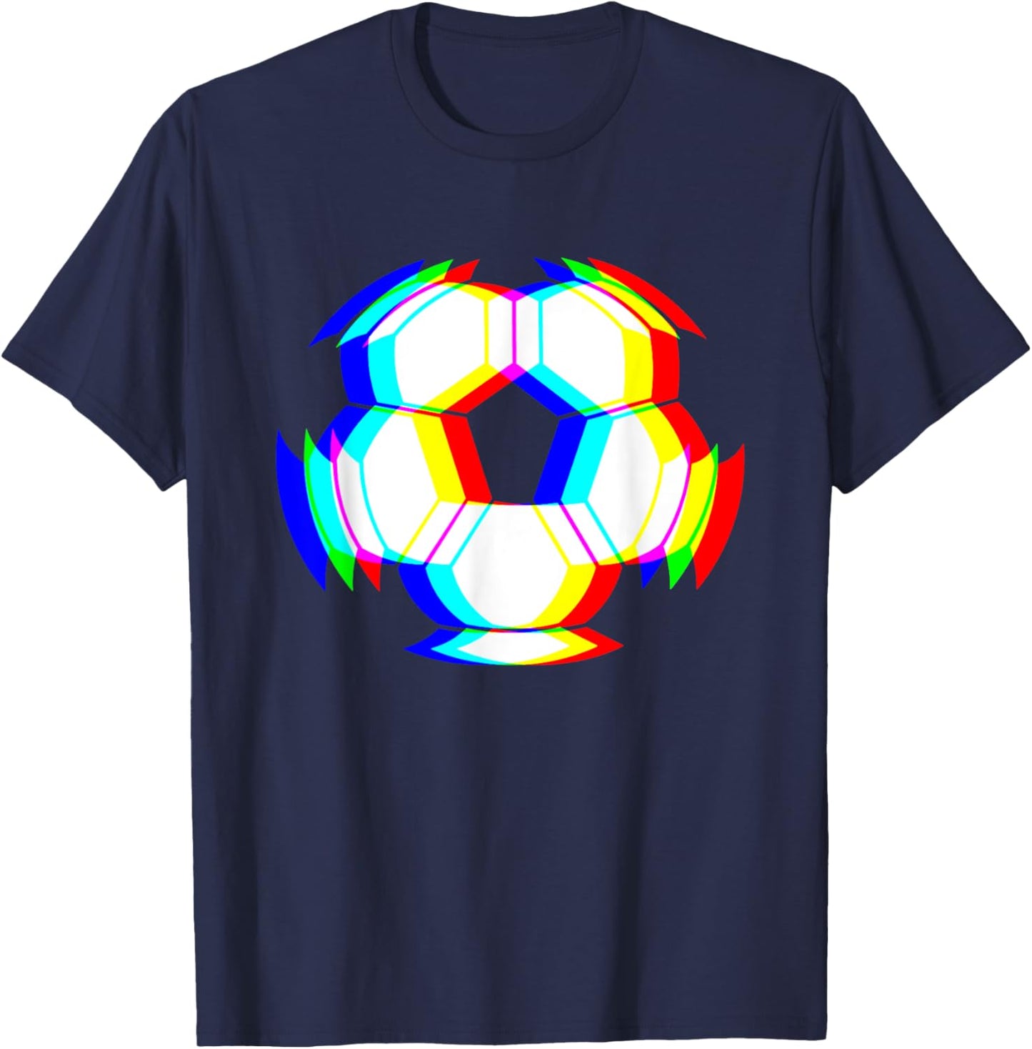 Soccer Ball Trippy EDM Glitch Techno Rave T-Shirt - T-Shirt | Navy