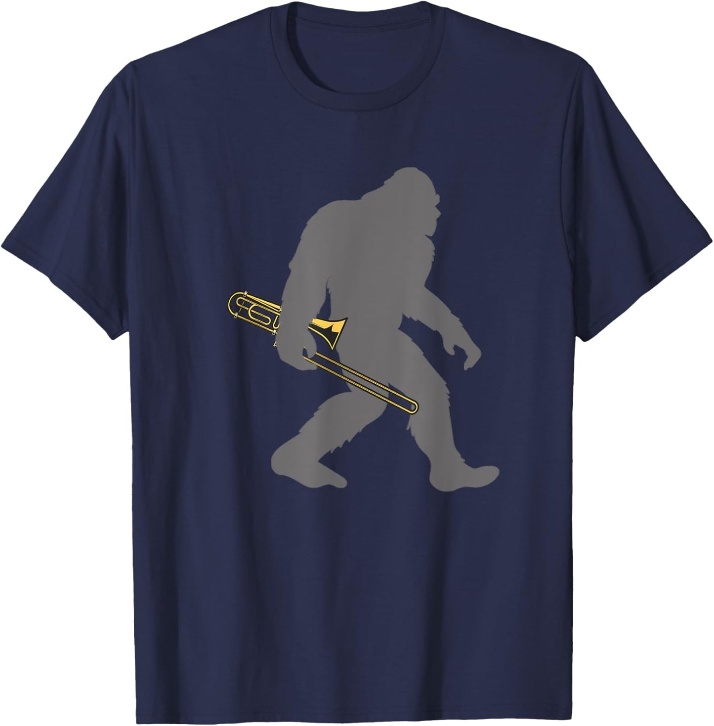 Funny Trombonist Bigfoot musician with Trombone T-Shirt - T-Shirt | Navy