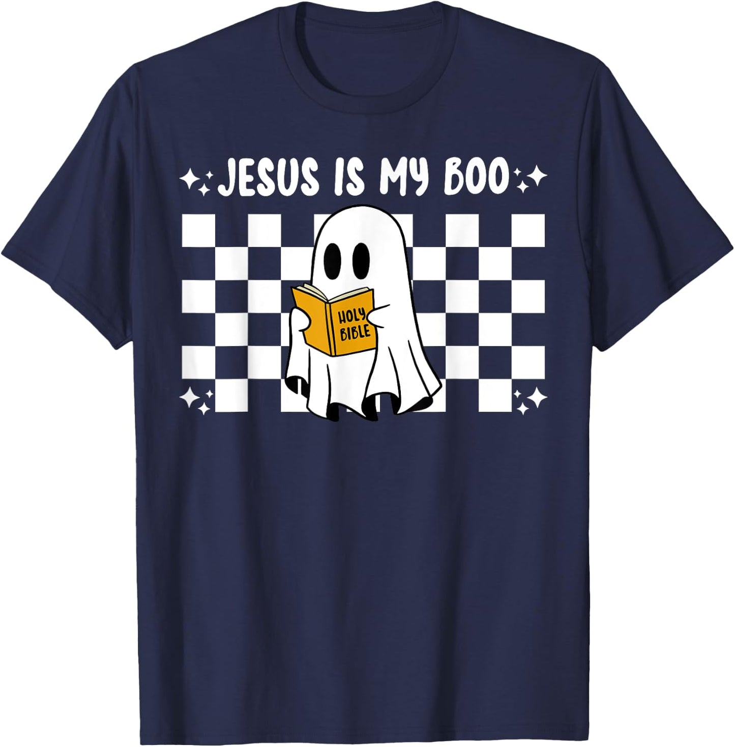 Retro Jesus Is My Boo Ghost Faith Christian Halloween T-Shirt - T-Shirt | Navy