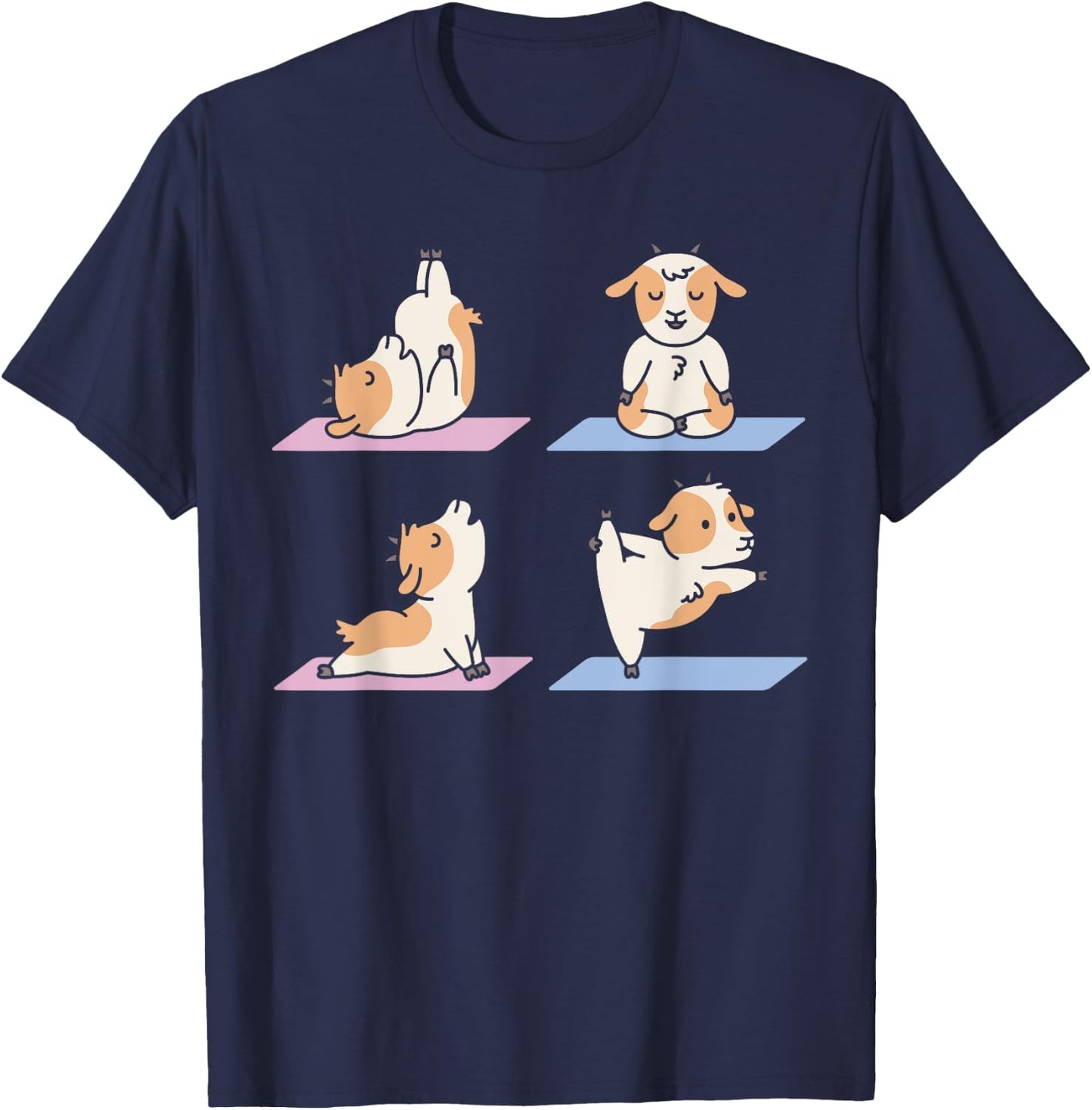 Goat Cute Yoga Animal Poses Yogi Goat Yoga T-Shirt - T-Shirt | Navy