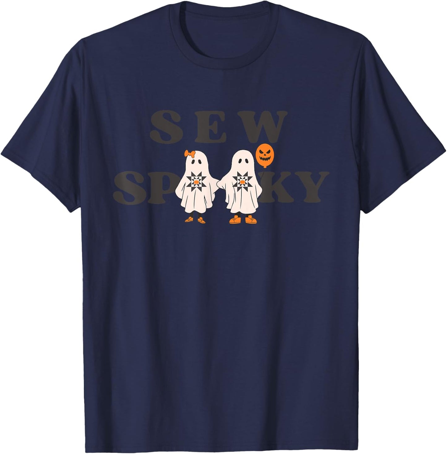 Sew Spooky Halloween Sewing Sew Spooky Ghost Quilt T-Shirt - T-Shirt | Navy